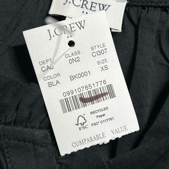 J. Crew Factory Womens Flutter Sleeve V Neck Black Cotton Blouse Top XS NEW - Picture 5 of 6